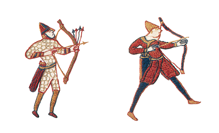 Archers (Tapisserie de Bayeux, XIe siècle. « Avec l’autorisation de la ville de Bayeux »).