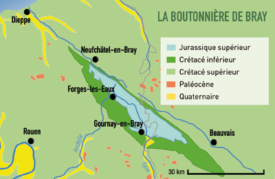Carte géologique de la boutonnière de Bray. (© Stéphane William Gondoin)