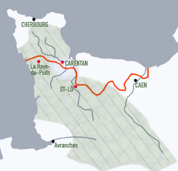 Progression américaine en Normandie le 2 juillet 1944. Il reste encore beaucoup à faire pour les GI’s, et la bataille des Haies fait rage. (© Patrimoine Normand)