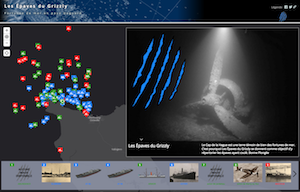 une carte interactive permettant de localiser la plupart des navires coulés au nord-ouest du Cotentin.