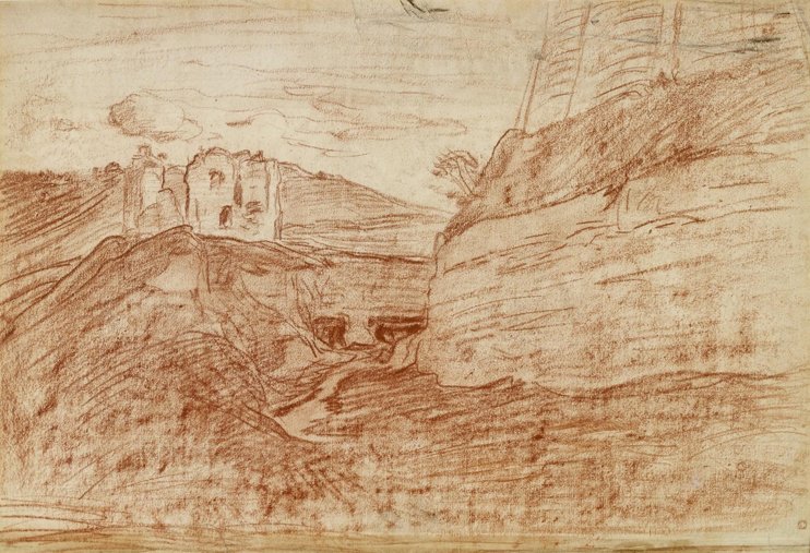 Charles-François Daubigny, Château-Gaillard, sanguine, inv. DG 783. (© Musée des Beaux-Arts de Dijon)