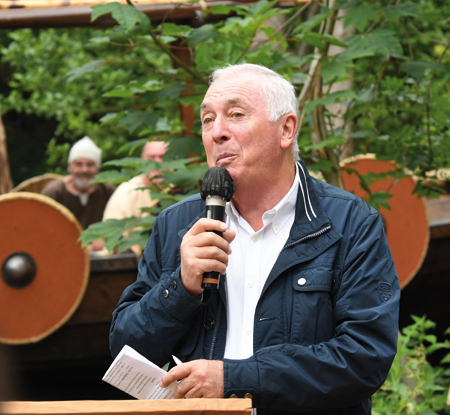 Christian Sébire, président fondateur du parc Ornavik, lors de linauguration du Langvin le 19 juin dernier. (Photo Rodolphe Corbin  Patrimoine Normand)