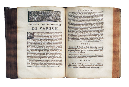 La coutume de Normandie, en usage jusqu’à la Révolution, encore utilisée dans les îles anglo-normandes (Jersey et Guernesey - aux noms bien scandinaves) présente quelques aspects du droit d’influence scandinave comme ici avec le droit de varech présenté dans un ouvrage publié à Rouen en 1727 (© Patrimoine Normand).