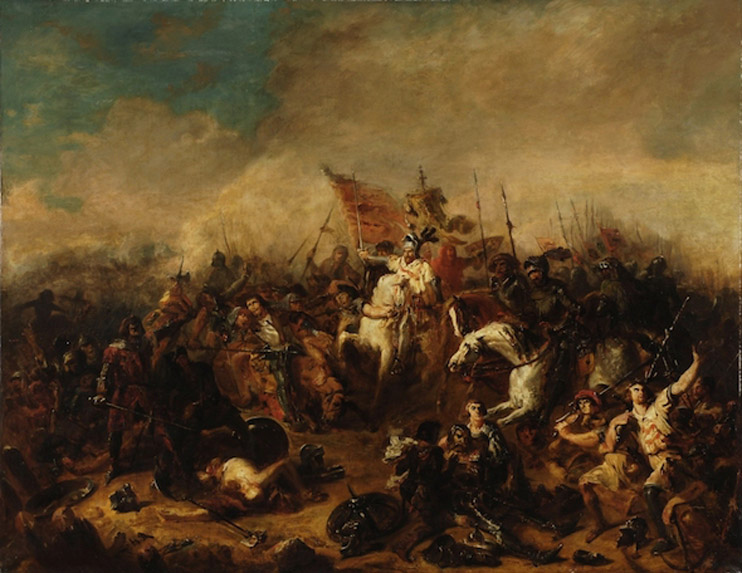 La Bataille d'Hastings, esquisse peinte de François Hippolyte Debon, 1844 (Collection du musée des Beaux-Arts de Caen).