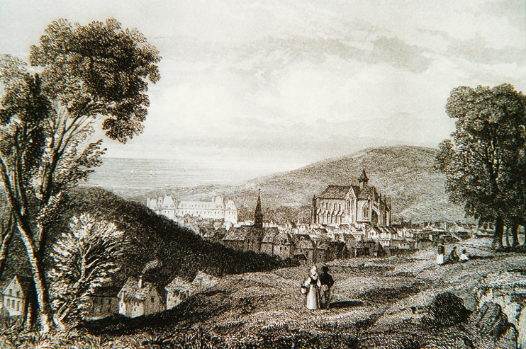 Eu, vue générale. Gravure du XIXx siècle. (Photo Alexandre Vernon © Patrimoine Normand)