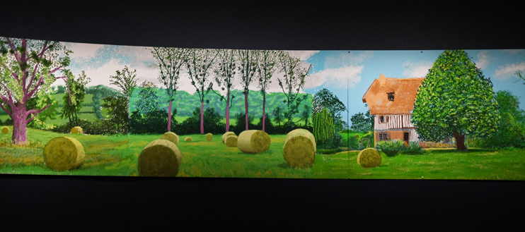 L'œuvre « A Year in Normandie » (détail) de David Hockney, exposée au musée de la Tapisserie de Bayeux. (Photo Rodolphe Corbin © Patrimoine Normand)