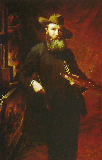 Guillaume Fouace,. Autoportrait à la palette. (© Musée Thomas-Henry, Cherbourg)
