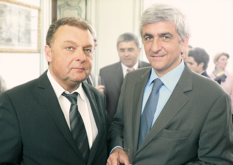 Laurent Corbin et le Ministre Hervé Morin. (Photo Érik Groult © Patrimoine Normand)