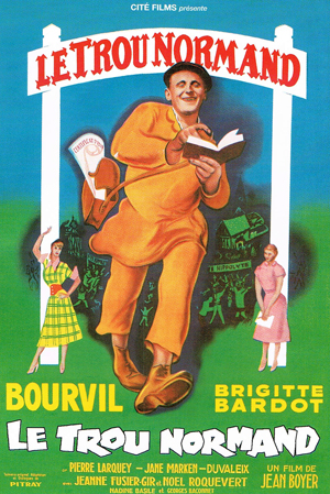 Une des affiches du film, conçue certainement plusieurs années après la sortie du film en 1952. En effet, le nom de « Brigitte Bardot » est bien mis en valeur alors qu’elle n’était qu’une débutante au moment du tournage. (© Gaumont)