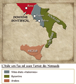 L'Italie vers l'an mil avant l'arrivée des Normands. (© Patrimoine Normand)