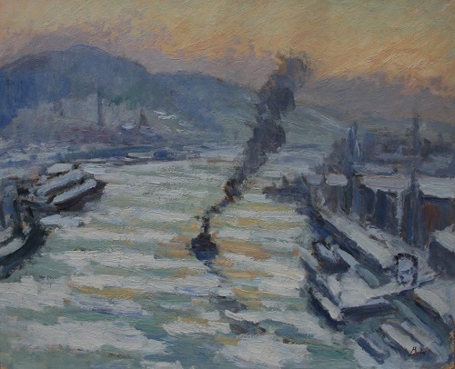 Léonard Bordes, Glaçons sur la Seine à Rouen, 1931. ( coll. Privée - Michel Prigent)