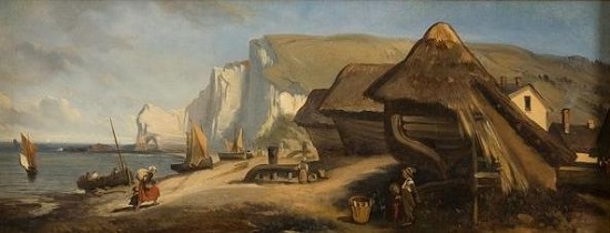 Eugène Le Poittevin, tretat, 1842, huile sur papier marouflé, collection Les Pêcheries, musée de Fécamp, legs André-Paul Leroux, 1950. Inv. FEC.225. ( Cliché Imagery)