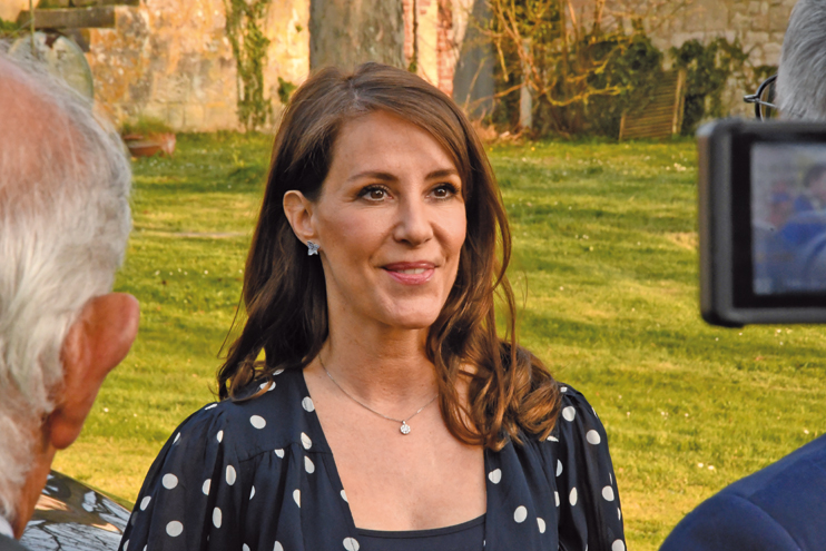 La princesse Marie du Danemark lors de l’inauguration de l’exposition« Lumières Nordiques » à l'abbaye de Jumièges. (Photo Rodolphe Corbin © Patrimoine Normand)