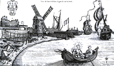 Vue du Perrey en 1677. Gravure extraite du « Havre d’autrefois », due à l’abbé Hantier.