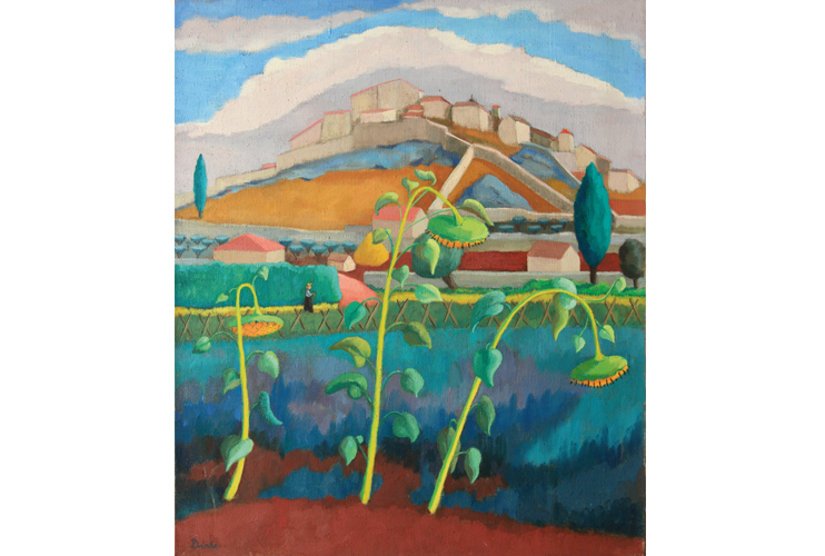 Trois soleils ou Tournesols, Madeleine Dinès, vers 1948-1949, huile sur toile, coll. part. (© ADIN - Olivier Goulet)