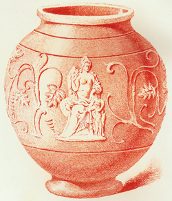 Vase romain trouvé en 1870 dans une sépul­­­ture de la rue des Gobelins au Havre. (Doc. Lemale/coll. Patrimoine Normand.)