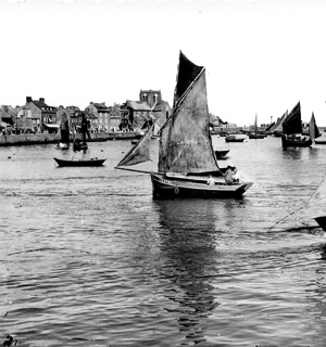 Bateaux en régate à Barfleur. (Coll. François Pochon)